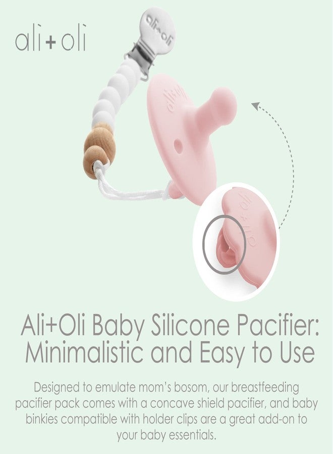 Ali+Oli Pacifier for Baby (2-pk) Set Original Round (Grey-Sage) Concaved Shield Newborn Pacifiers, BPA-Free Silicone Baby Pacifier Set, Baby Binkies, Chupones para Bebes - Image 2